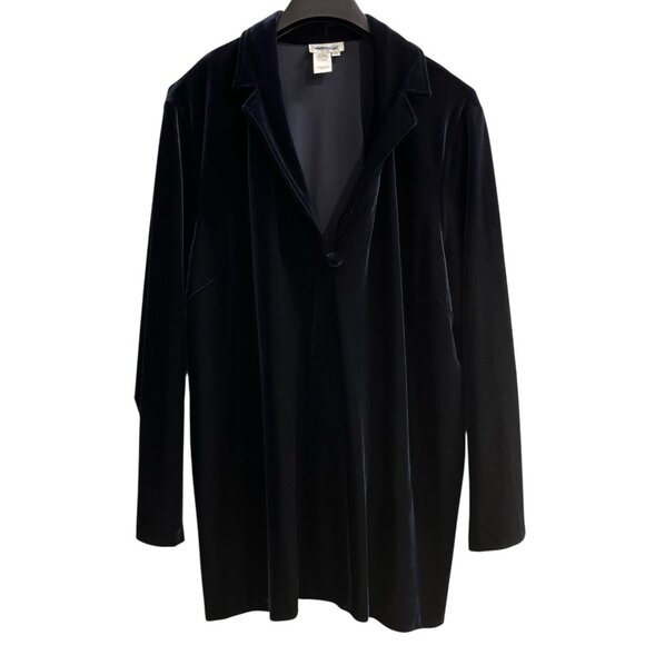 Coldwater Creek Blazer Womens 24 Midnight Blue Velvet Velour Riding Jacket - Picture 1 of 6
